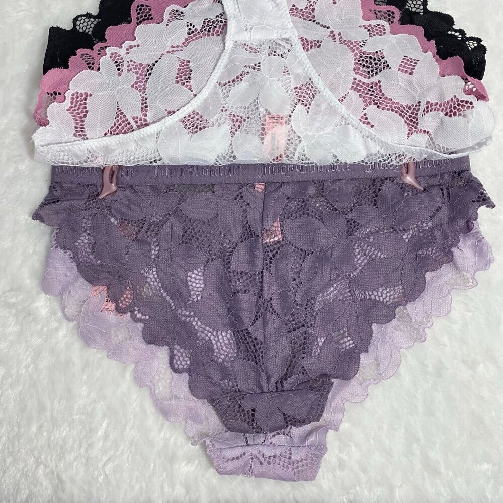 Juicy Couture Cheeky Purple White Pink Black 5 Piece Lace Panty Set NWT - Picture 7 of 9